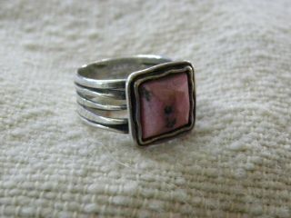 Pink Opal & Sterling Silver Rare Israel Ring Signed " B " Size 10 Fits Like A 9