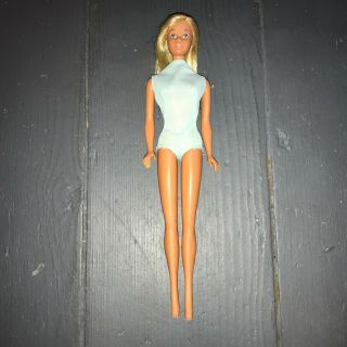 Vintage 1960s? 70s? Sunset Malibu Barbie Tan Light Blue Swimsuit Blond Blue Eyes