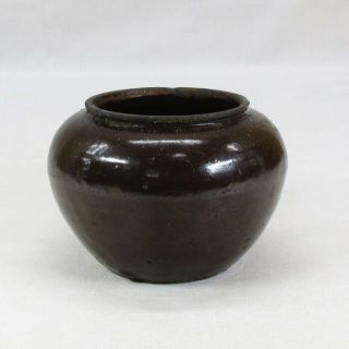 E236: Real Old Japanese Seto Pottery Small Vase With Appropriate Glaze In 1700 