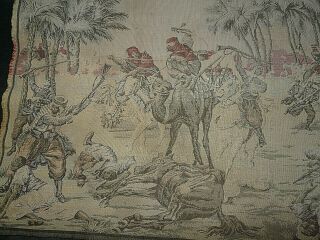 Vintage Tapestry Desert Scene Camels,  Palm Trees,  Men And Horses 18 X 55
