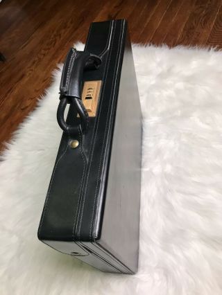 Euc Rare Vintage Black Leather Hartman Hardside Briefcase With Lockcode