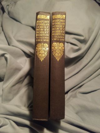 Vintage Book Anatomy Of Melancholy Robert Burton Vol.  One Two 1932 1 2 Rare 1st