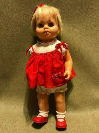 Vintage Chatty Cathy Baby Doll 18 " Mattel 1962 In Outfit Red