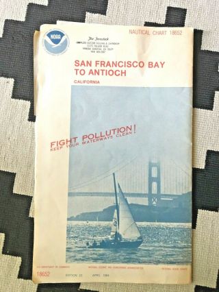 Vintage Nautical Charts 1984 San Francisco Bay To Antioch.  Noaa Map 18652