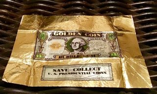 1949 Golden Coin Bubble Gum Us President James Garfield Gum Wrapper,  Rare
