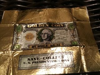 1949 Golden Coin Bubble Gum US President James Garfield Gum Wrapper,  RARE 2