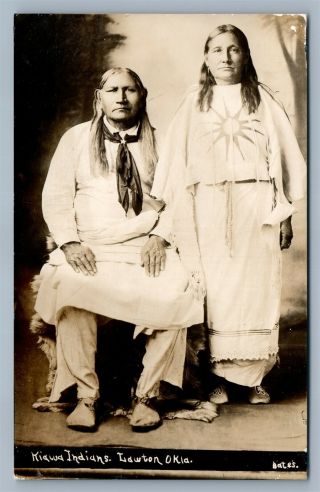 American Kiawa Indians Lawton Ok Antique Real Photo Postcard Rppc