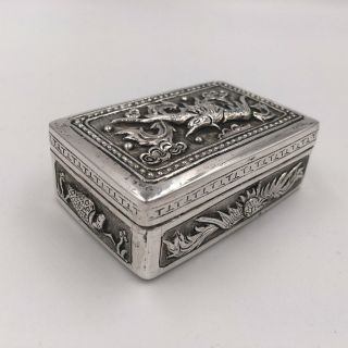 Chinese,  Asian Small Silver Box With Maker’s Mark