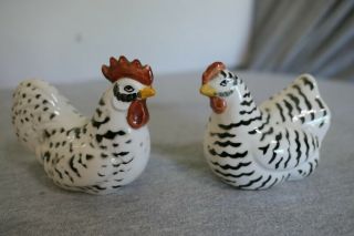 Rare Vintage Fitz & Floyd Rooster & Chicken Ceramic Salt & Pepper Shakers Japan