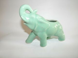 Rare Vintage 1950 Green Jade Elephant Asian African Ceramic Porcelain Planter