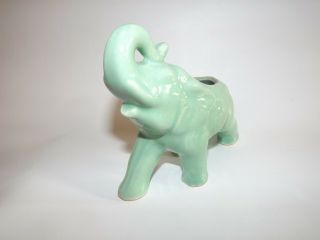 RARE Vintage 1950 Green Jade Elephant Asian African Ceramic Porcelain Planter 2