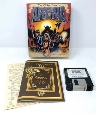 The Elder Scrolls Arena 1992 3.  5 " Disks Ibm Ms - Dos Pc Game Complete Big Box Rare