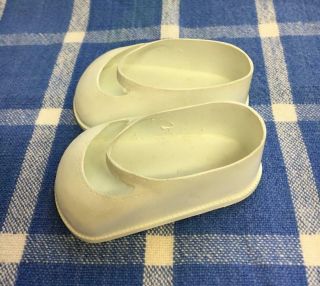 Vintage 1950 ' s ? White Doll Shoes 2 3/4 In Bottom Marked 20 Made in USA 2