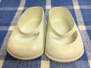 Vintage 1950 ' s ? White Doll Shoes 2 3/4 In Bottom Marked 20 Made in USA 3