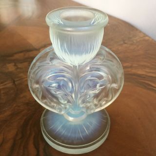 Rare Signed 1930 Art Deco Jobling Joblings Opalique Glass Thistle Candlestick