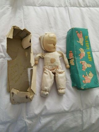 Vintage Sleepy Baby Doll 1957 Shackman /japan Box 7 " Toy Cloth Doll