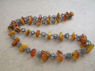 Baltic Amber Old Necklace Beads Rare Round Natural Vintage 44 G.