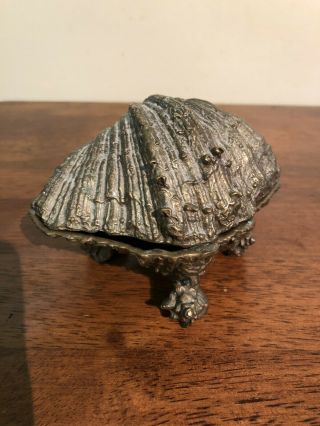 Antique Bronze Shell Trinket Box.  Very Old Construction.  Solid Bronze