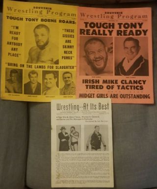 3 Texas Oklahoma Wrestling Programs Tony Borne Rare