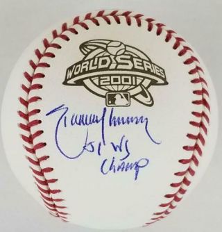 Rare Randy Johnson " 01 Ws Champ " Signed 2001 World Series Baseball Jsa Witness