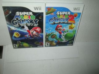Mario Galaxy 1 & 2 Rare Nintendo Wii Game Set (2 Disc) Complete Vg