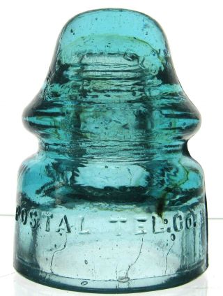 Cd 138 Aqua Postal Tel Co Antique Glass Telegraph Insulator W.  Brookfield
