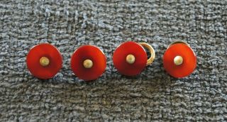 4 Antique Carnelian Agate Buttons Make Into Cuff Links