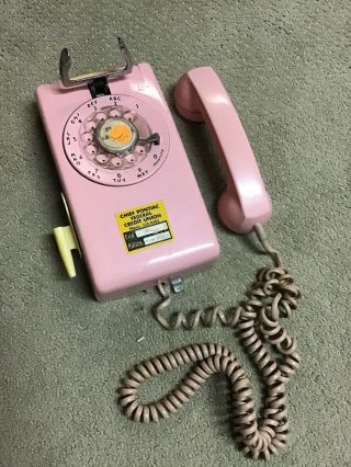 Vintage Rare Pink Western Electric Bell System 554 Rotary Wall Telephone