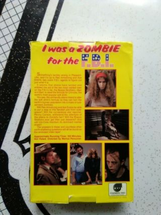 I Was A Zombie For The FBI VHS Continental Video Big Box Rare OOP 2