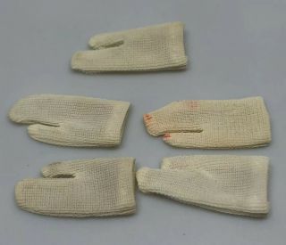 5 Barbie Doll Short White Gloves Vintage 1960 