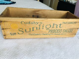Antique Wooden Cheese Box Wisconsin Dairy Cudahy “sunlight” Vintage
