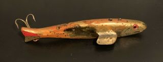 Vintage Hand - Carved Wood Ice Fishing Decoy Lure Antique Folk Art Ely,  MN carver 3