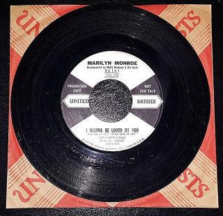 Marilyn Monroe Ultra Rare White Label Promo 45 I Wanna Be Loved By You W/sleeve