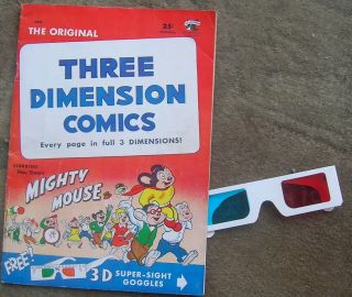 Three Demension Comic Mighty Mouse Vo.  1 No.  2 November,  1953 Rare