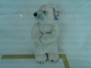 Rare 1999 K&m International Large Standing Upright Polar Bear Velcro Paws 20 "