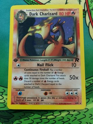 1st Edition Dark Charizard 4/82 Team Rocket Pokemon Card Holo Foil Rare Lp