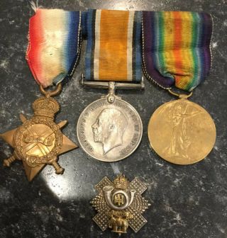 British War Medal,  1914 - 15 Star Trio,  16th Hli,  Mclarnon,  With Rare Badge