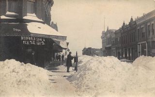 Ia - 1912 Rare Real Photo After The Snow In Bedford,  Iowa - Taylor County