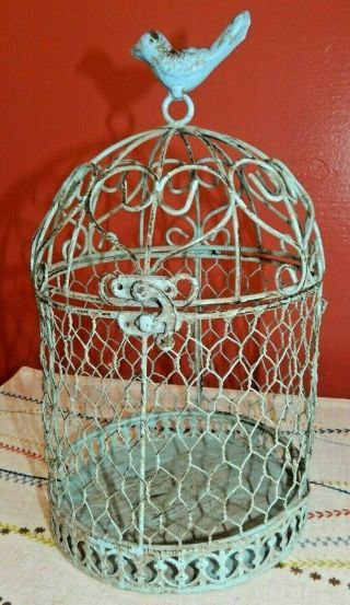 10 By 6 Decorative Wire Bird Cage Pet House Vintage Rustic Antique Verdigris