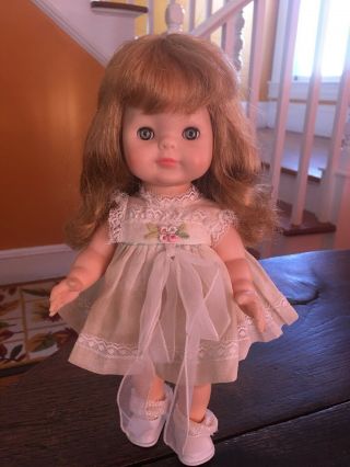 Vintage Vogue Littlest Angel Toddler Doll In Tagged Dress 1960s 11”