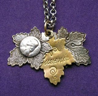 Antique French Joan Of Arc Slider Locket Pendant/ Souvenir Of St Joan Of Arc