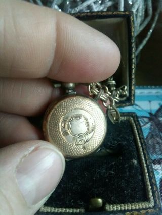 Antique Victorian Double - Sided Rolled Gold Photo Pendant Locket With 24 " Chain