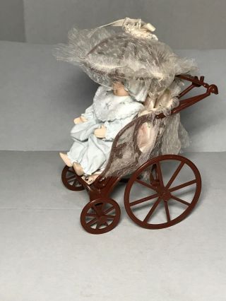 Vintage 1976 Mattel Carriage Baby Buggy Rosebud Stroller With Doll