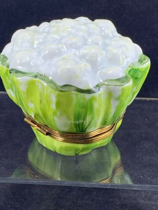 Peint Main Limoges Chamart France Hinged Trinket Box Cauliflower Vegetable Rare