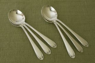 Lovelace 1847 Rogers Silverplate 6 Gumbo Round Soup Spoons 7 "