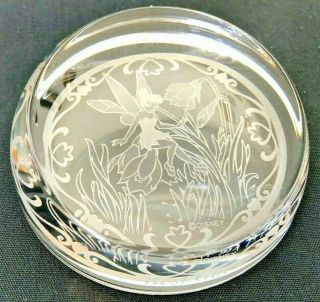 Disney Tinkerbell " Best Guest " Etched Crystal Paper Weight " Extremely Rare "