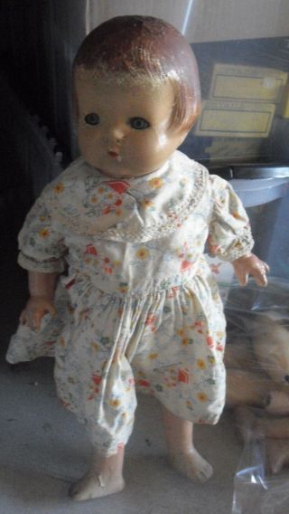 Vintage 1930s Composition Character Girl Doll 19 " Tall