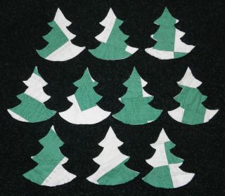 10 Primitive Antique Cutter Quilt Trees Dark Green/white Scrapbooking