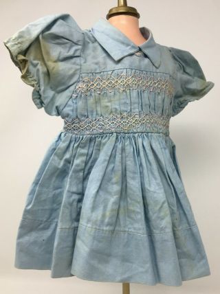 Vintage Blue Doll Dress With Cinched Top Snap Back 10 