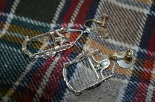 Rare Detailed Mini Horse Bit Dangle Earrings Sterling Silver Screwbacks